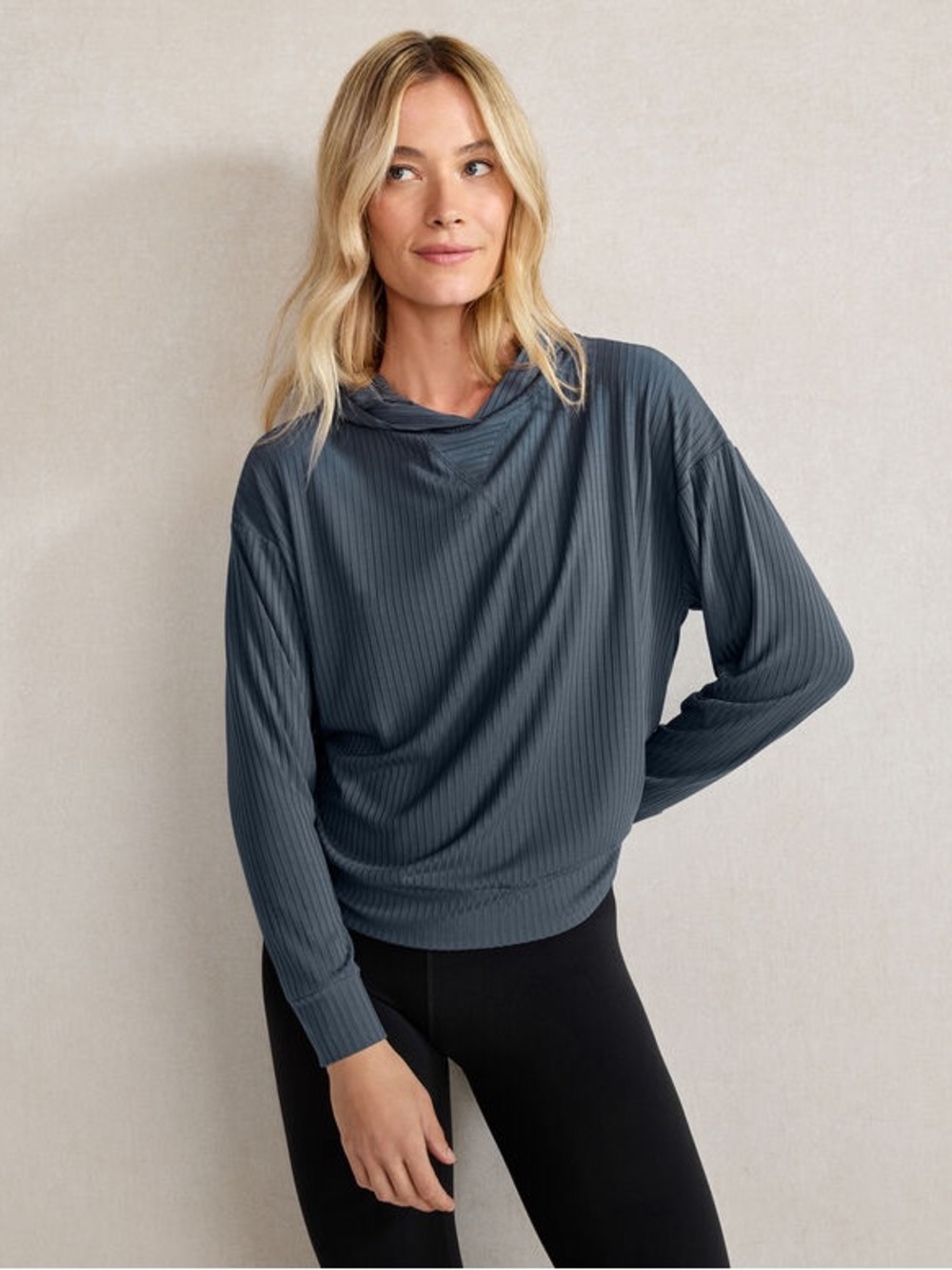 Haven Well Within Wide Rib Modal Hoodie Gray Size XL Soft